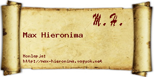 Max Hieronima névjegykártya